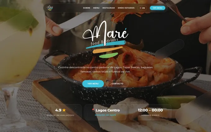 Maré Food & Drinks website screenshot